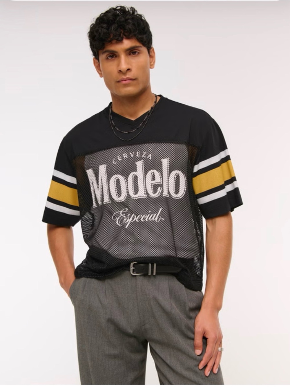 ABERCROMBIE & FITCH Soft A&F Collection cerveza Modelo Especial crop jersey XL